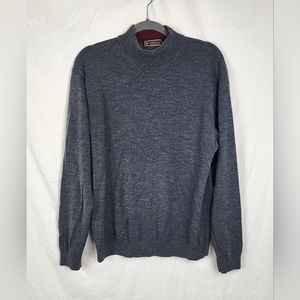 Patrick James Mock Neck Extra Fine Merino Wool Men's Gray Knit Sweater sz L